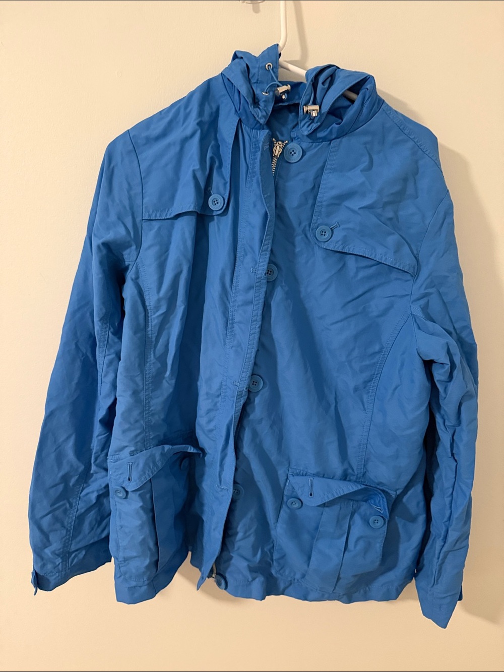 Lands' End Blue Utility Jacket with Hood